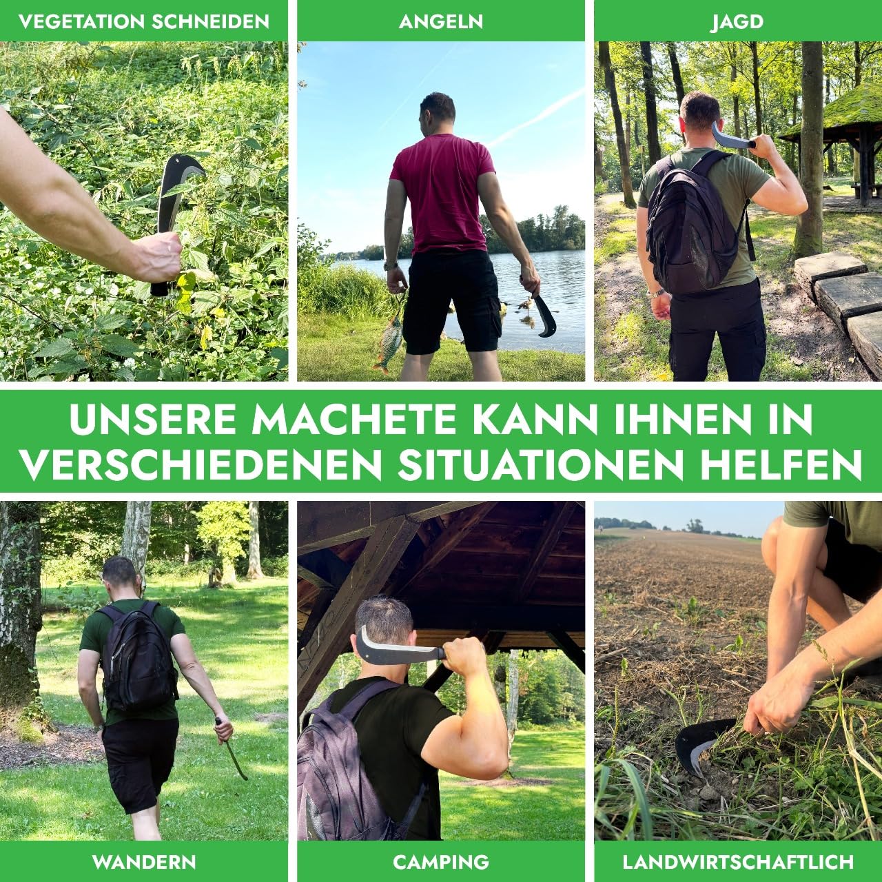 Schweizer Gertel - traditionelle scharfe Machete - nachhaltige Sichel 34cm- inklusive gratis Schleifstein – umweltfreundliche Handsichel