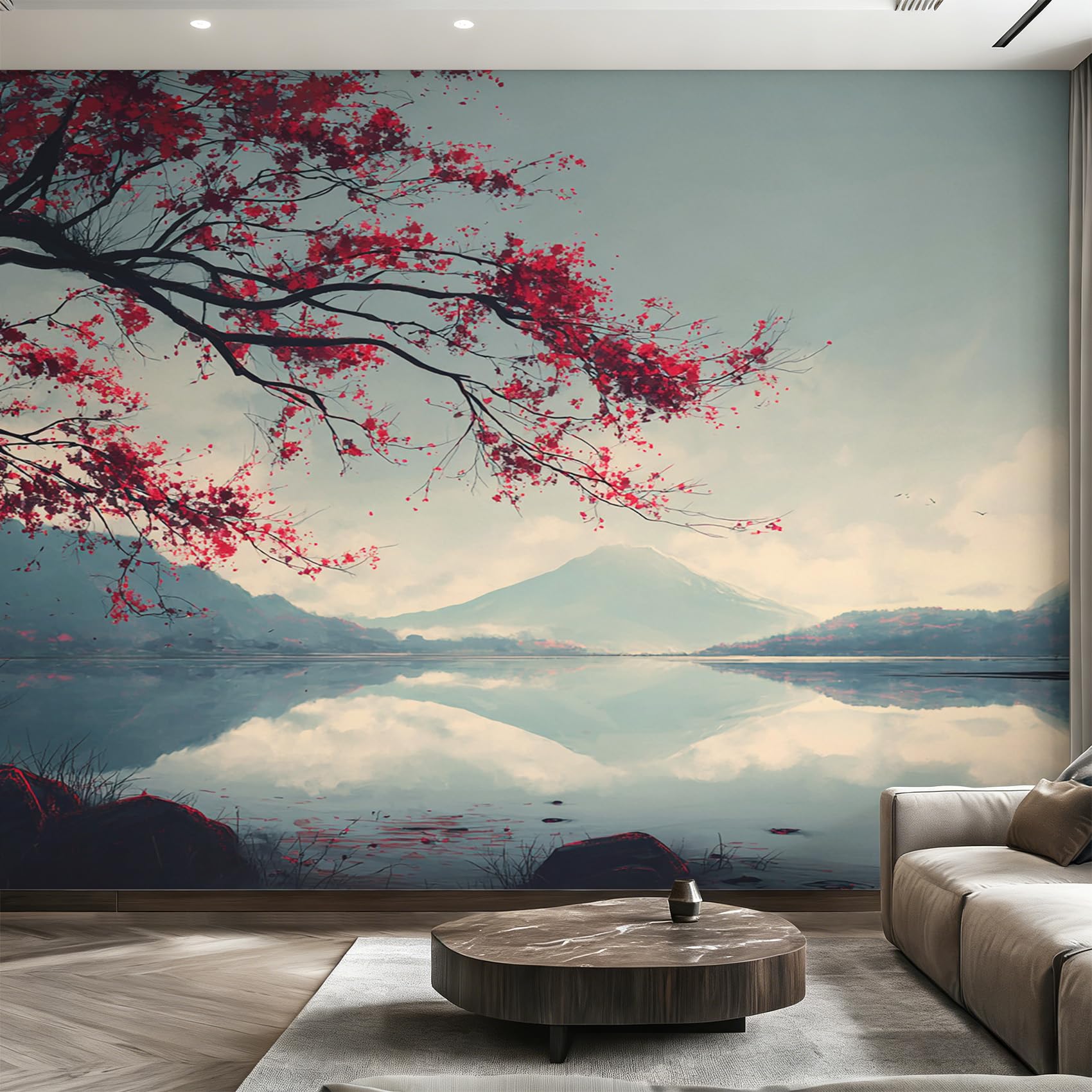 Papier Peint Paysage Lacustre Japonais Haute Qualité 366 x 254 cm