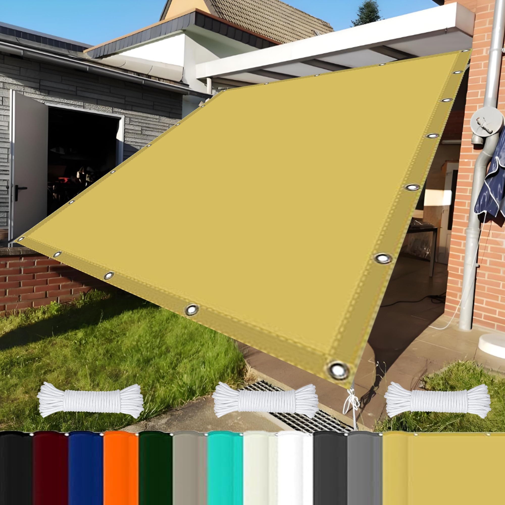 Toldo de poliéster resistente a desgarros exterior de 1,2x2,5m crema con protección UV