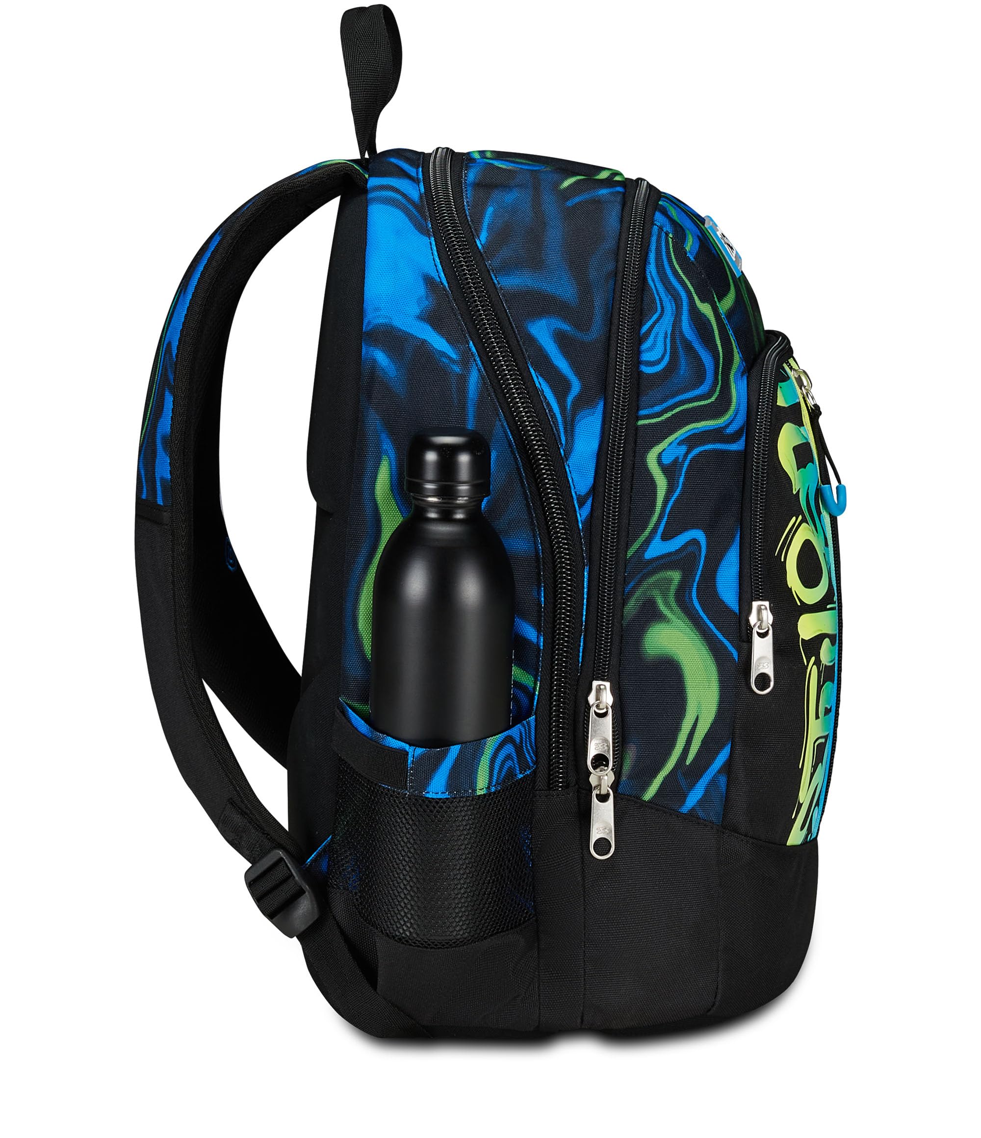 Seven Zaino Scuola Advanced, Nero Blu, Multi-Shade Boy, Zaino Doppio Scomparto Con Cassa Speaker Wireless Su Spallaccio, Tasca Porta PC o Tablet, Tasca Porta Borraccia e Organizer, Zaino Scuole Medie