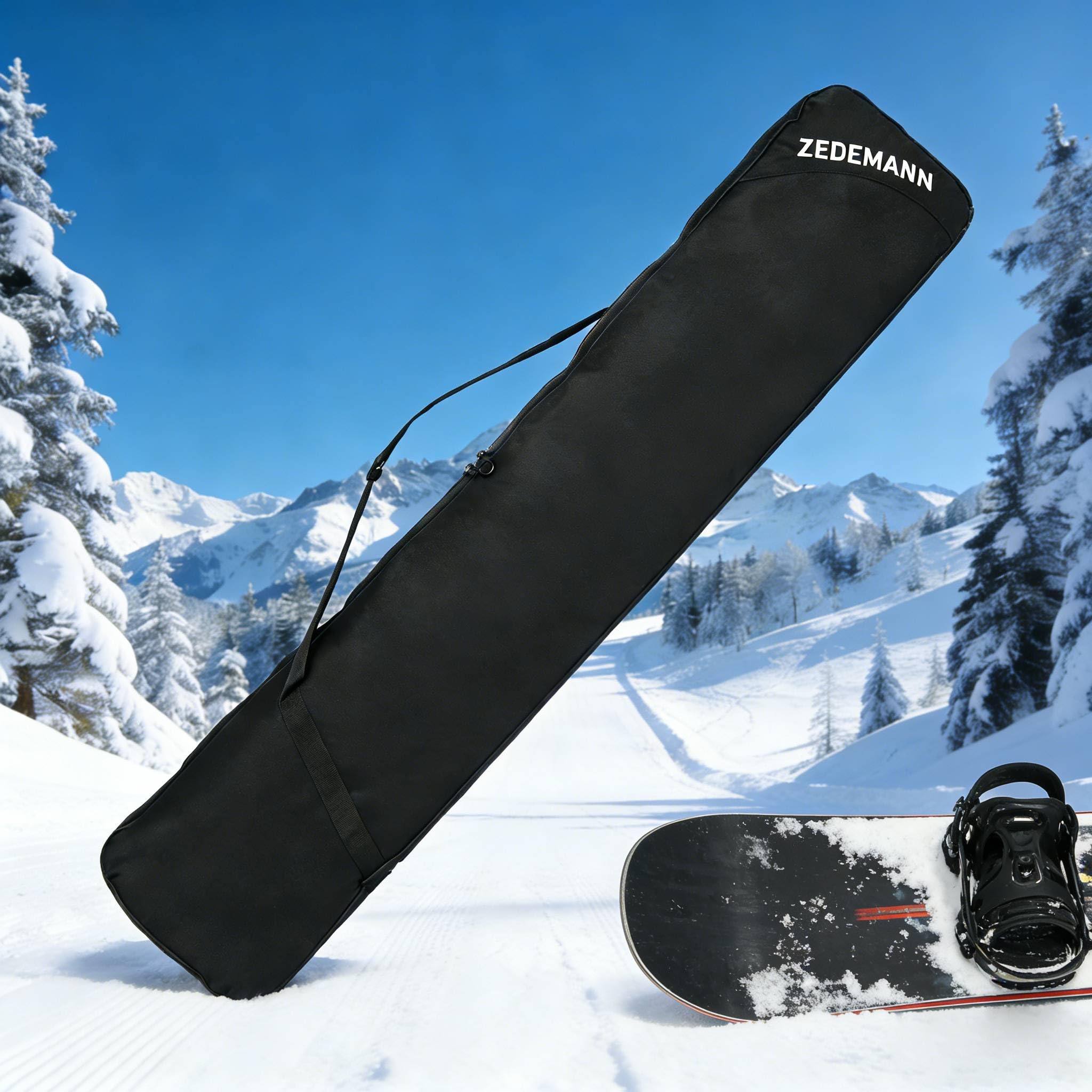 Zedelmaier Klassische Snowboardtasche 178 cm wasserdichte Boardtasche für Skisport Reißfeste Nylontasche Leicht Skier Tasche für Skireise und Skiferien