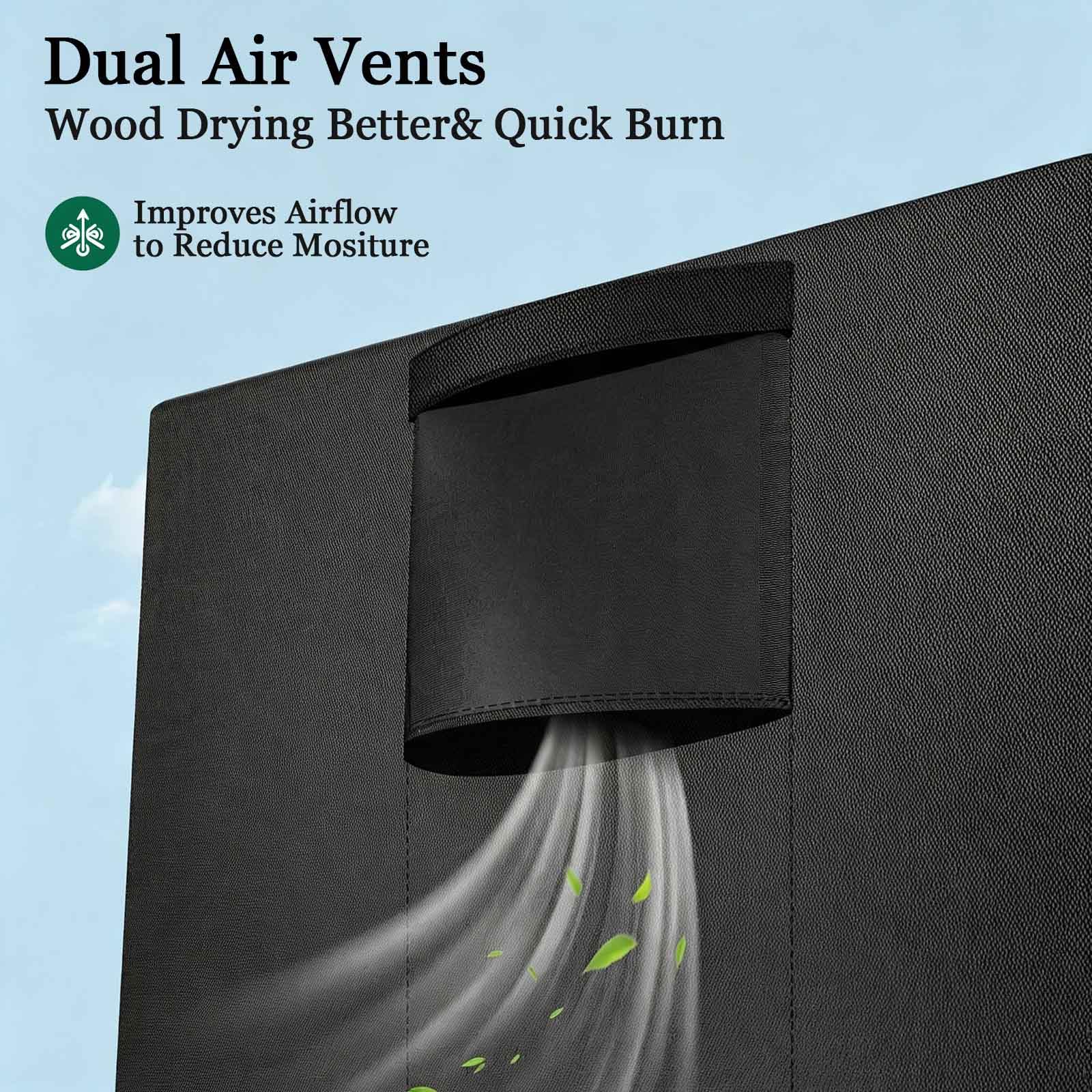 600D Copertura Impermeabile Oxford per Legna da Ardere | Uso Interno ed Esterno | con Cerniera e Doppio Sistema di Ventilazione (Non Include Portapacchi),Nero,152x61x122cm