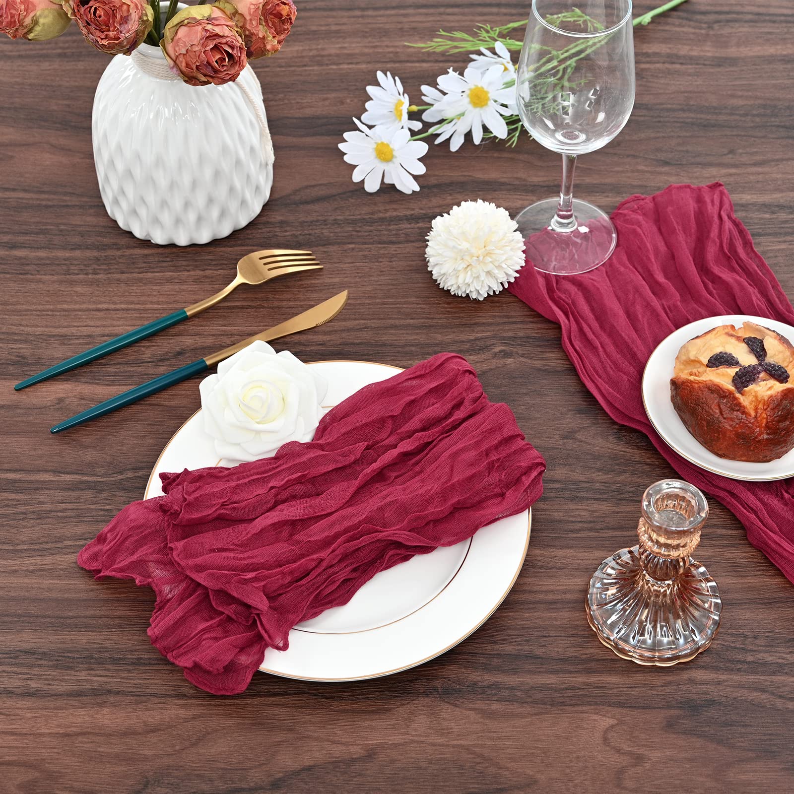72 Stück Gaze-Servietten 50x50 Cm – Boho, Rustikal, Faltenwurf, Für Hochzeit, Feiern & Deko, Aus Polyester, Maschinenwaschbar