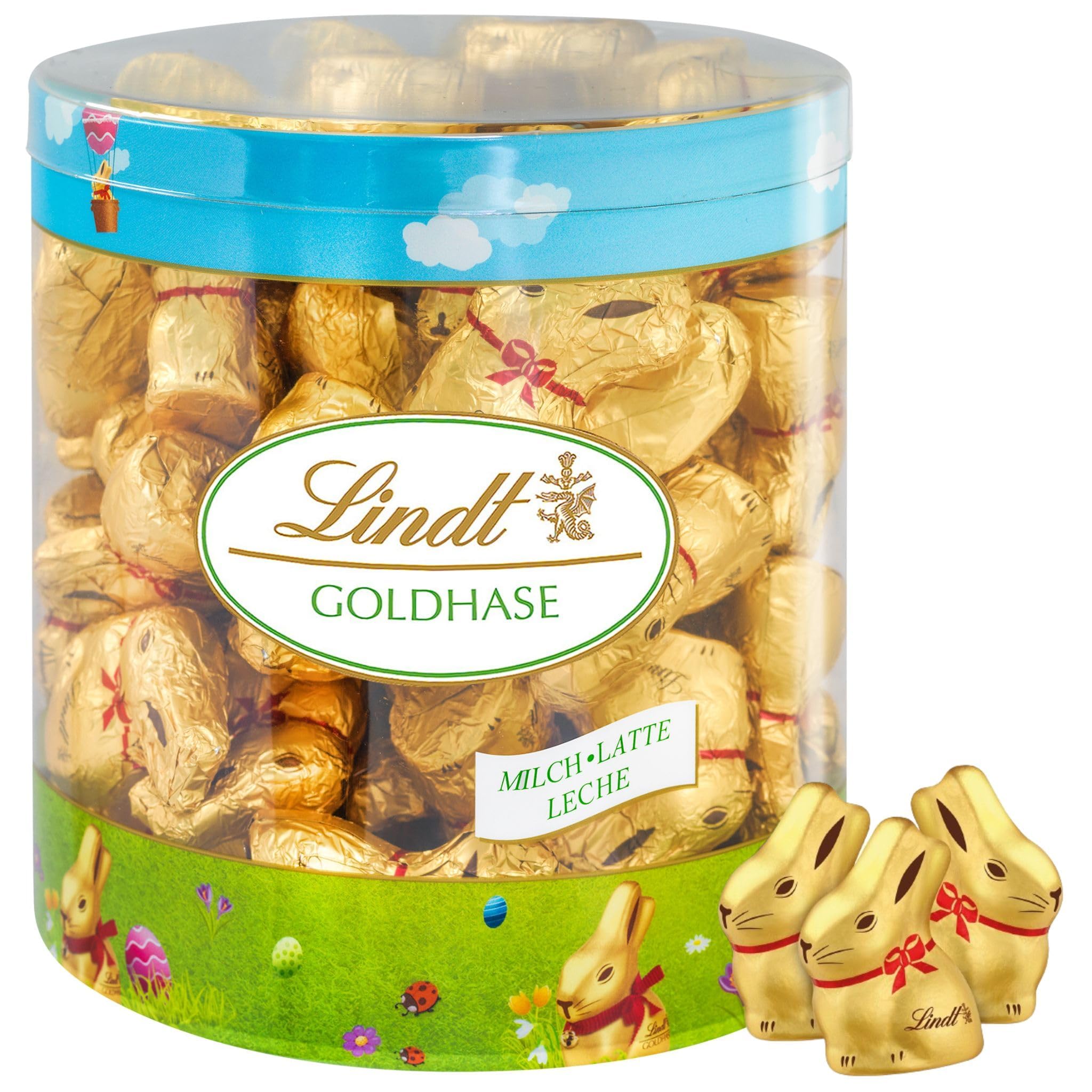 Lindt conejito de pascua Gold Bunny de chocolate con leche, figuras de pascua, regalo, cremoso y suave, aprox 70 uds, 700gr - 1
