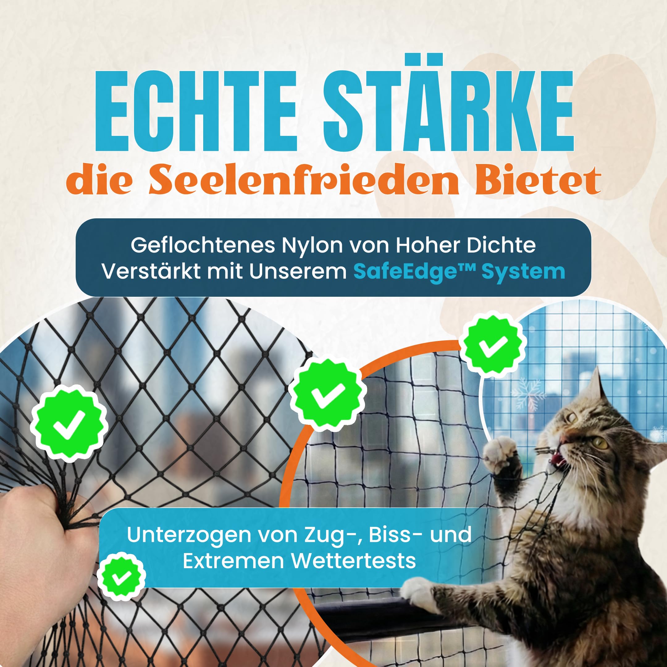 Katzennetz für Balkon Ohne Bohren 4x3m Schwarz Kompletter Montagesatz | Mit Edelstahl Verstäkt, UV-Beständig, Inkl 2 Spielzeugen, Katzengitter Fenster, Katzennetz Fenster, Katzennetz Balkon