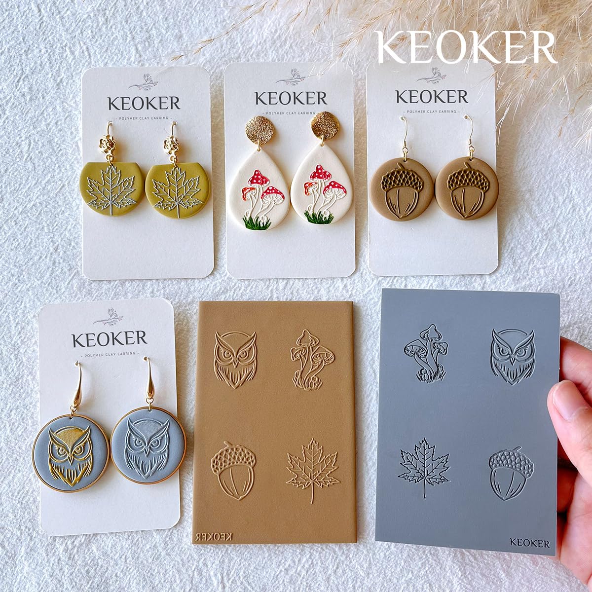 Keoker Pumpkin Polymer Clay Texture Sheet, Mat for Making Earrings Jewelry Clay Earrings Tools (Fall Texture Sheet 1-3) - Image 3