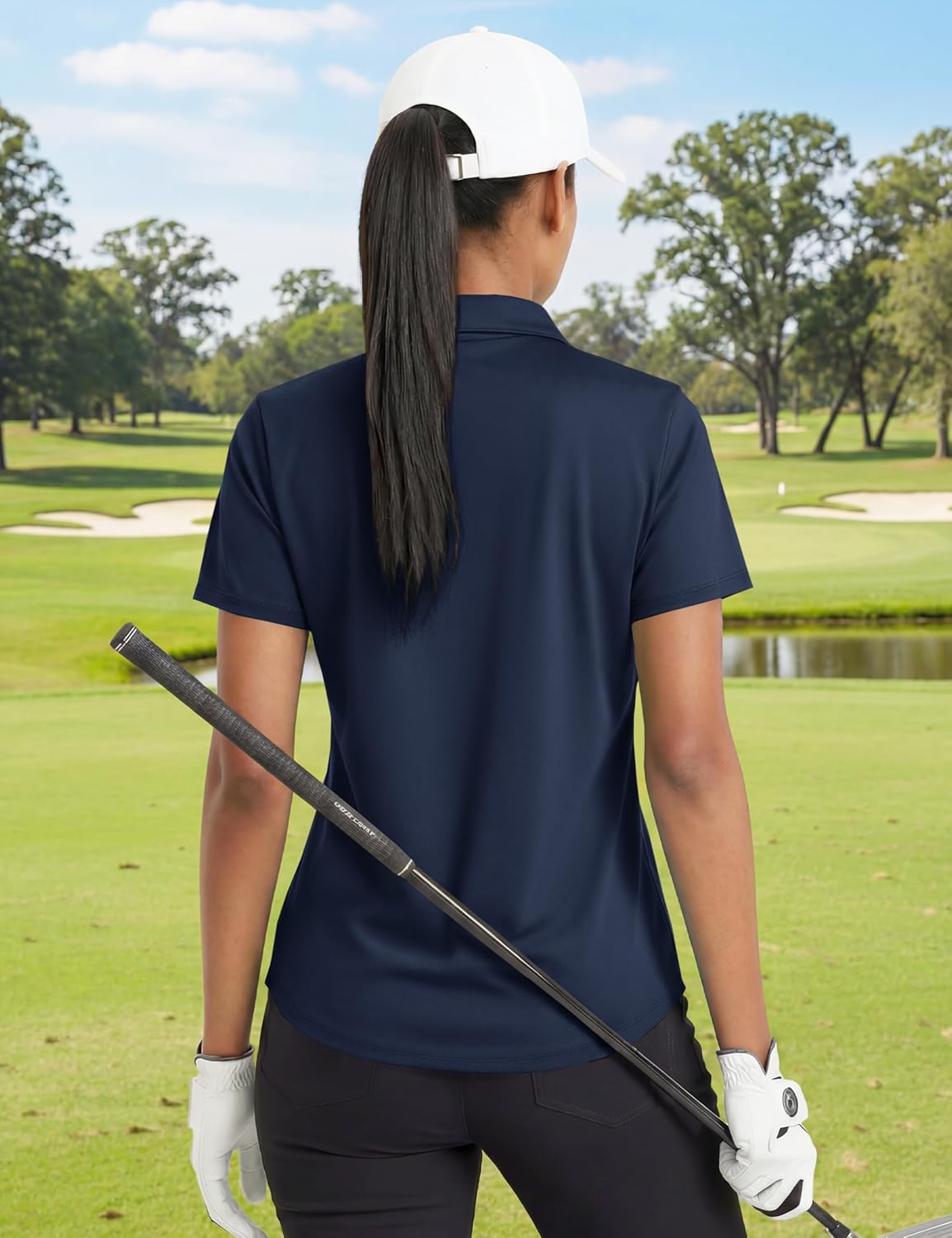 TACVASEN Women's Polo Shirts Short Sleeve Golf Tops UPF 50+ Collared V Neck Tennis Shirt - Image 3