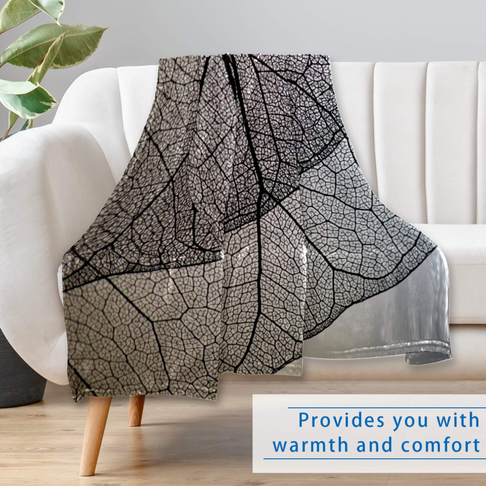 CONLIN Coperta Leggera Morbida 100x150 Cm Con Bradipo E Foglie – Reversibile In Microfibra E Flanella, Per Divano, Viaggio, Bambini - 3