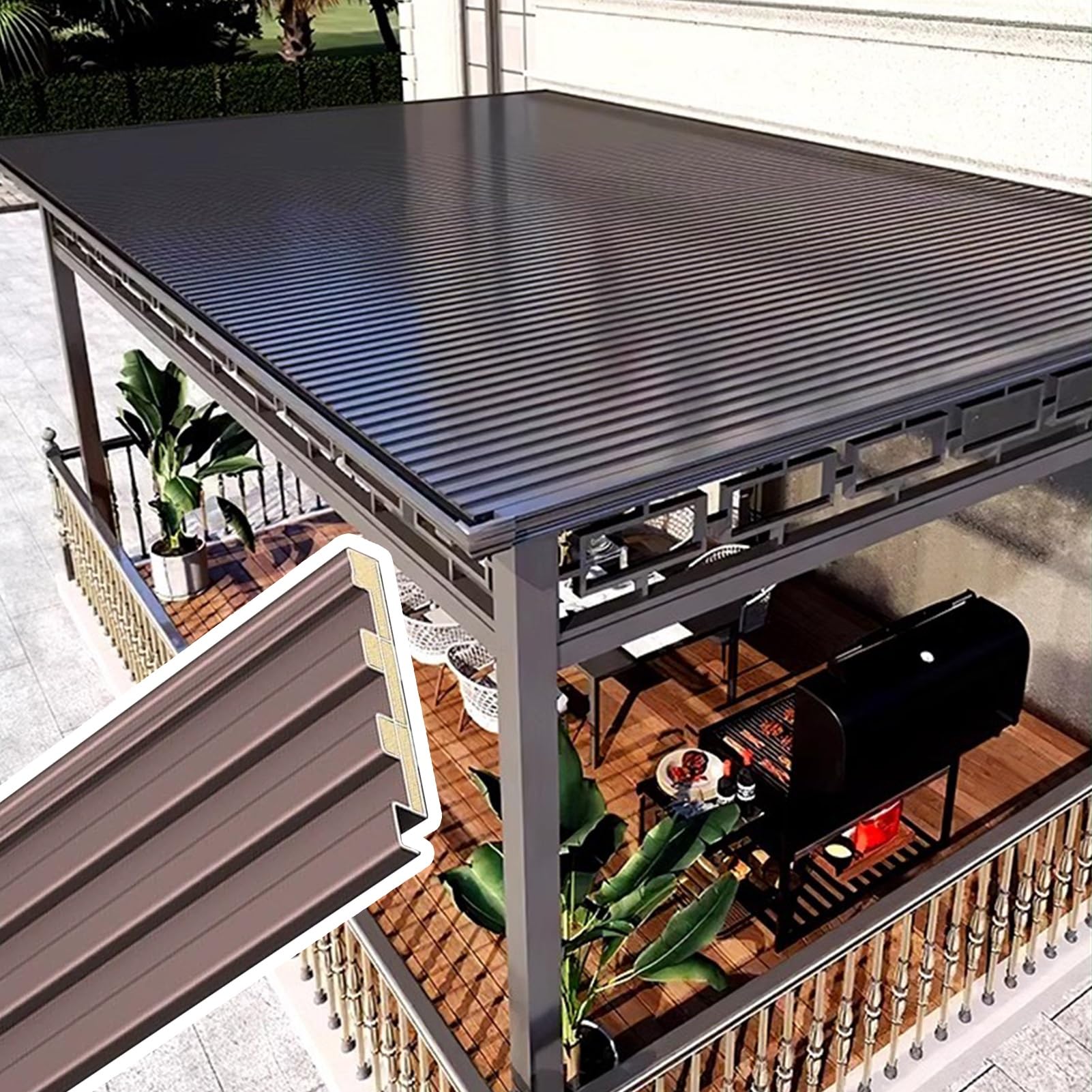 Coperture per tetti in metallo ondulato, impermeabili, per pergola, patio e strutture edilizie, durevoli, 2,64,9 m, set da 18 pezzi