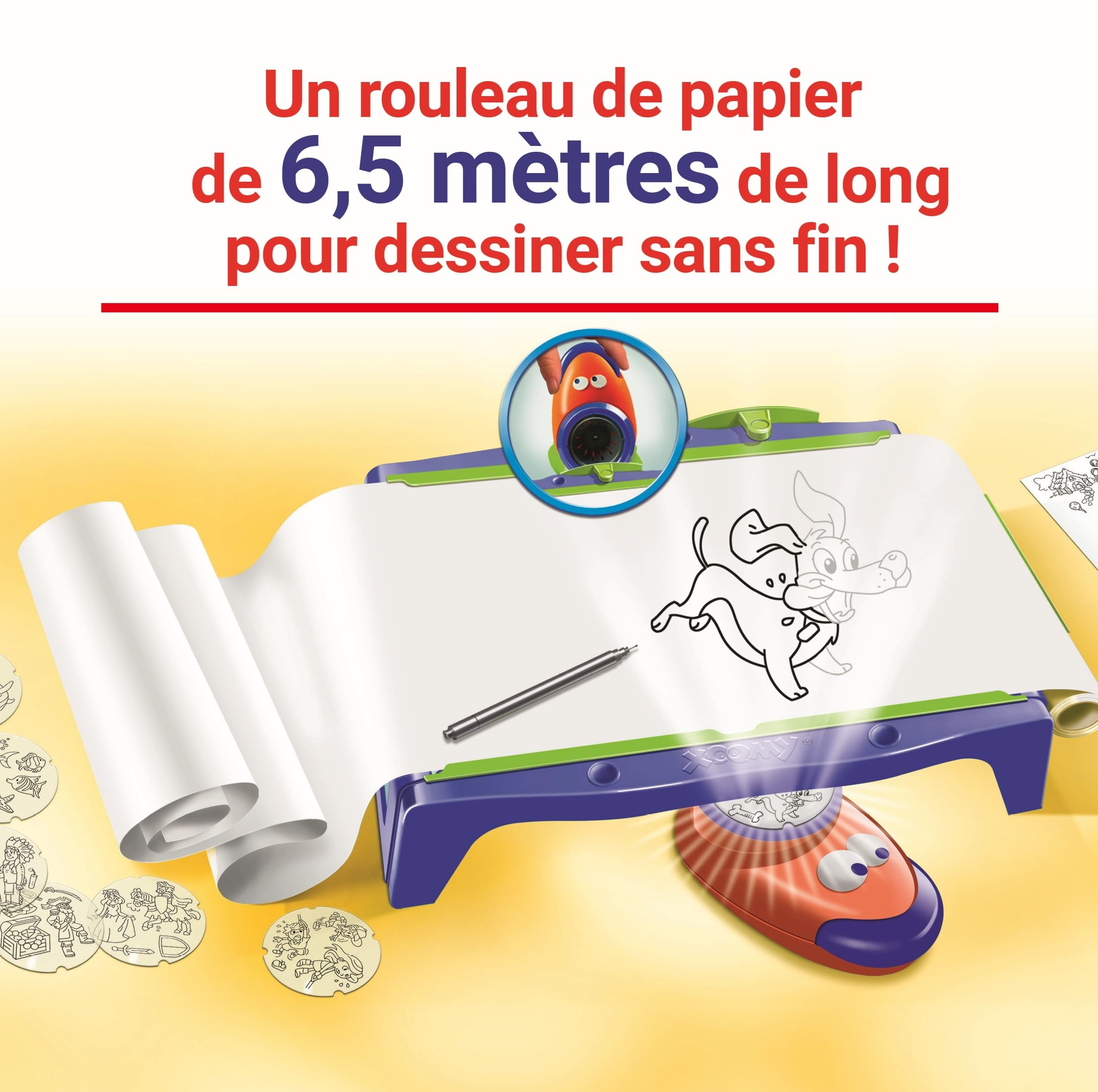 Ravensburger Xoomy Maxi – Table à Dessin pour Enfant avec projecteur LED – Apprendre à Dessiner – Rouleau de Papier 6,5 m – 300 modèles – Activité créative dès 6 Ans – Version française