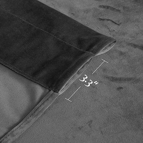 Miniatura 5 de StangH Cortinas de terciopelo gris Juego de 2 paneles de cortinas de lujo con pompones para sala de estar, cortinas bohemias para oscurecer la