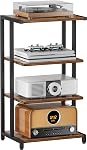 4-Tier Media Storage Stand, Audio Media Rack for Living Room, Gaming Room, Music Studio, Wooden Game Console Shelf for TV Accessories/Audiovisual Equipment/Optical Disc/PS4, Black