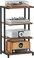 Ardier 4-Tier Wooden Media Storage Stand - Wide Rack for Gaming Consoles, PS4, Soundbar, DVD Players in Living Room or Studio, Black