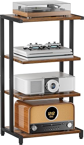 4-Tier Media Storage Stand, Audio Media Rack for Living Room,