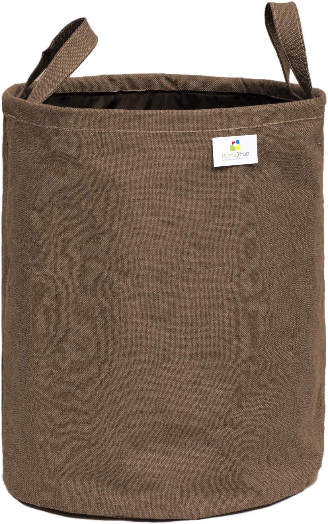 HomeStrapCanvas Round Foldable 43 Ltrs Laundry Bag with Handle – Brown