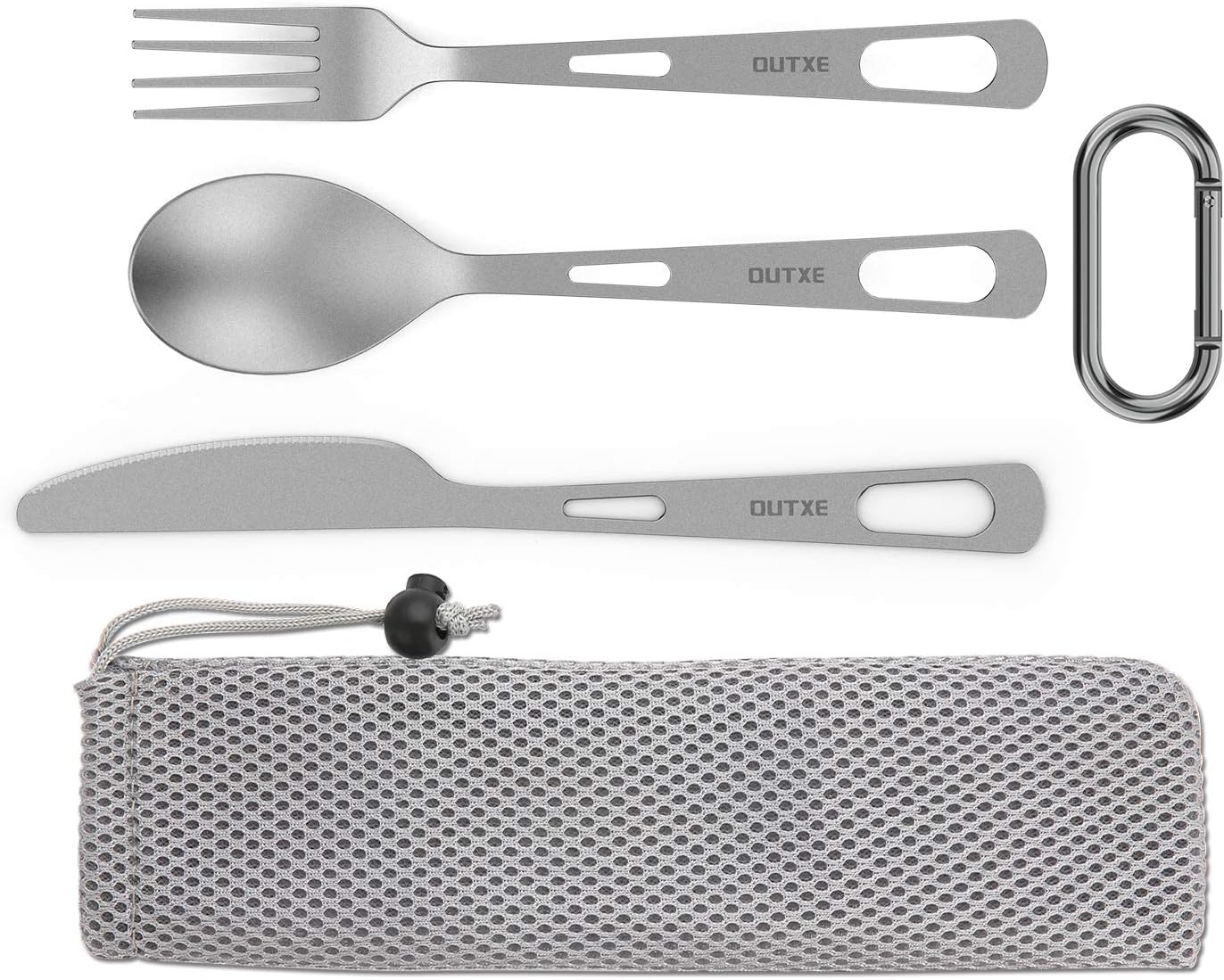 Die besten titanium Campingbestecke für Abenteuer und Reisen 81 OUTXE Titanium Camping Utensils Set of 3
