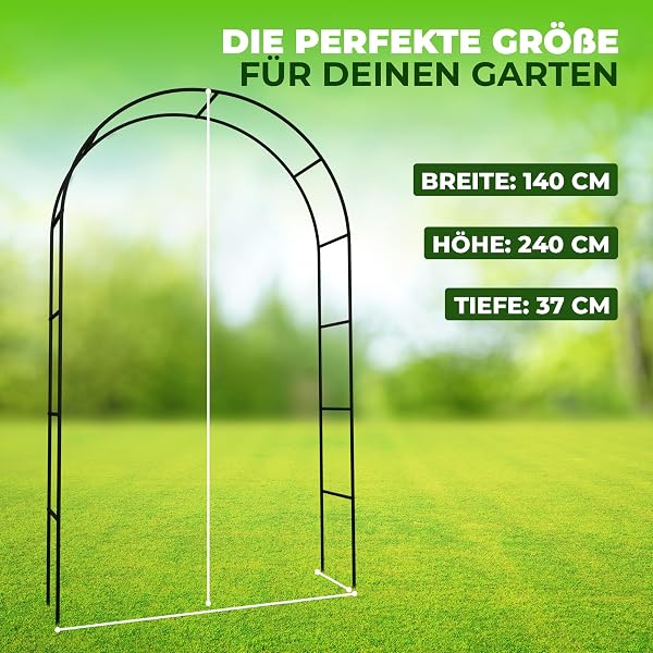Rosenbogen [240 x 140 x 37cm ] geeignet für Jede Art von Rankpflanzen - Rosenbogen [Metall] kinderleicht aufzubauen - Gartenbogen in grün für eine schöne Gartendekoration (Einzel) - 4