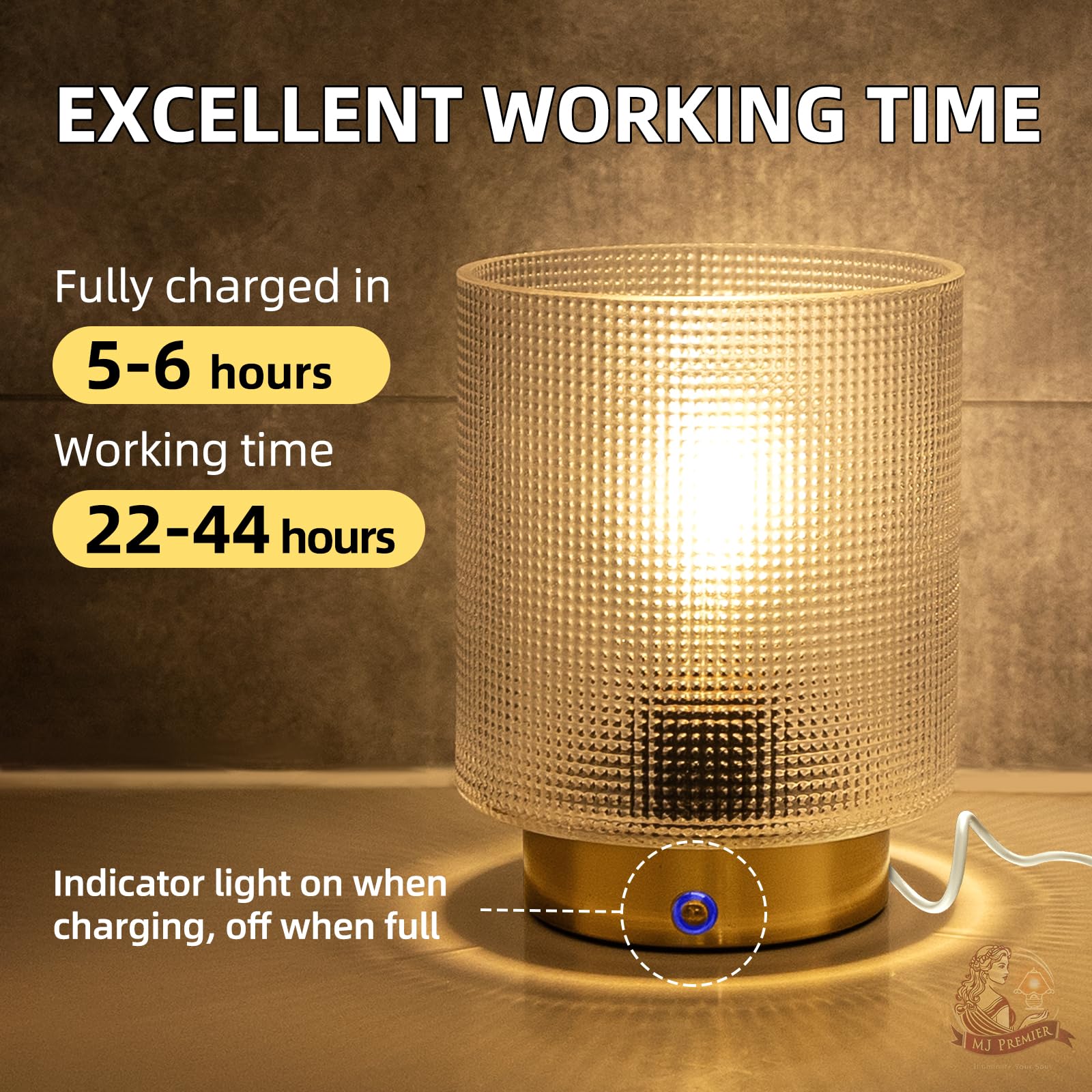 MJ PREMIER Lampada da tavolo a batteria con timer, lampada da tavolo decorativa senza fili, lampada da comodino per camera da letto, soggiorno, decorazione della casa, ingresso, regali (L-verde