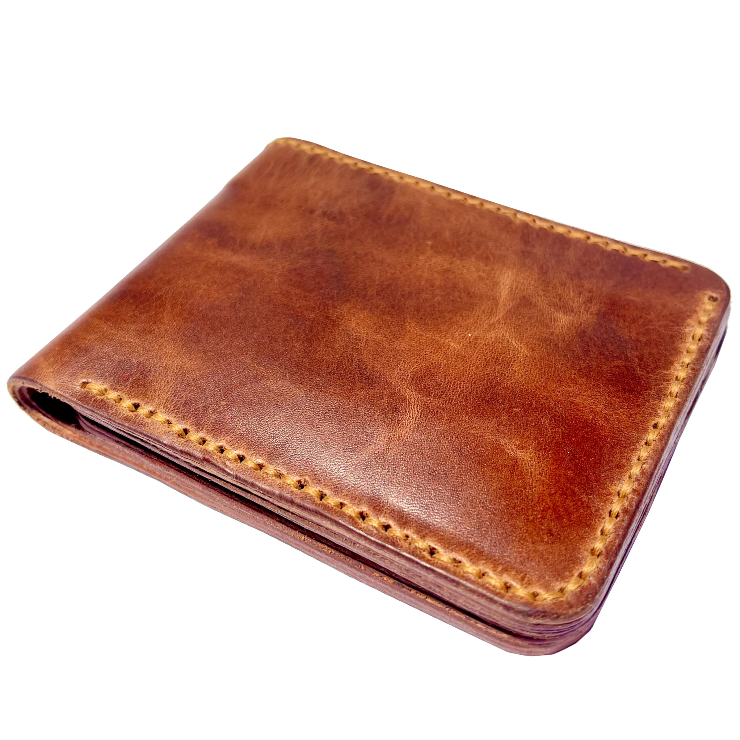 Wallet for Men 100% Original Leather HANDMADE in Pakistan by MirajX, Life-Time Leather Warranty, Crazy Horse Finishing Mens Wallet (Brownish)