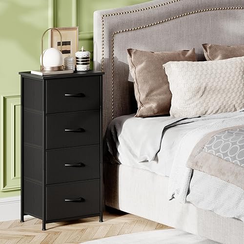 Miniatura 2 de Somdot - Cajonera alta para dormitorio, organizador de 4 cajones con cubos de tela extraíbles para la sala de estar, clóset, buró, cuarto de niños,