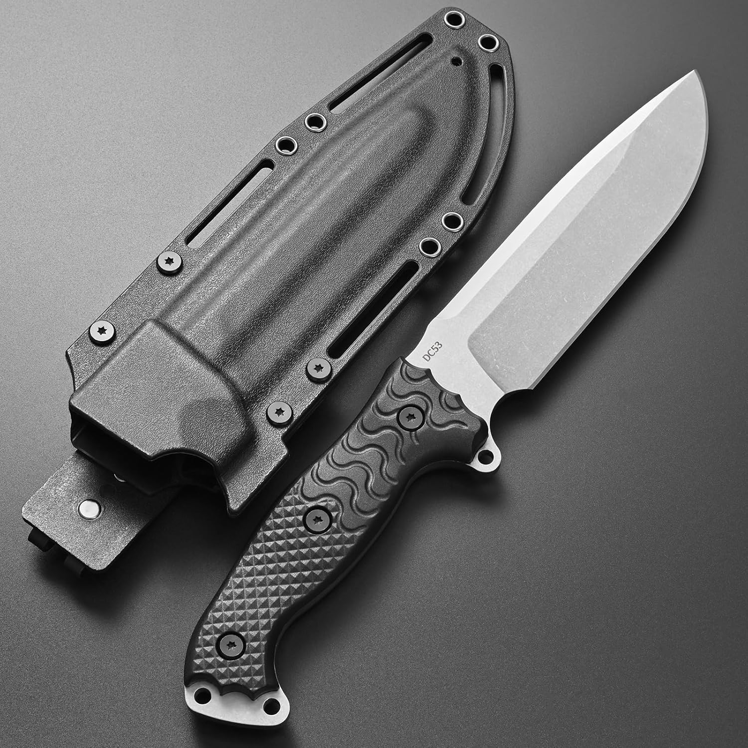 Gtkii GTK9 Fixed Blade Knife DC53 Steel Blade Full Tang Nylon Fiberglass Handle Heavy Duty EDC Knifes for Hunting Camping Bushcraft