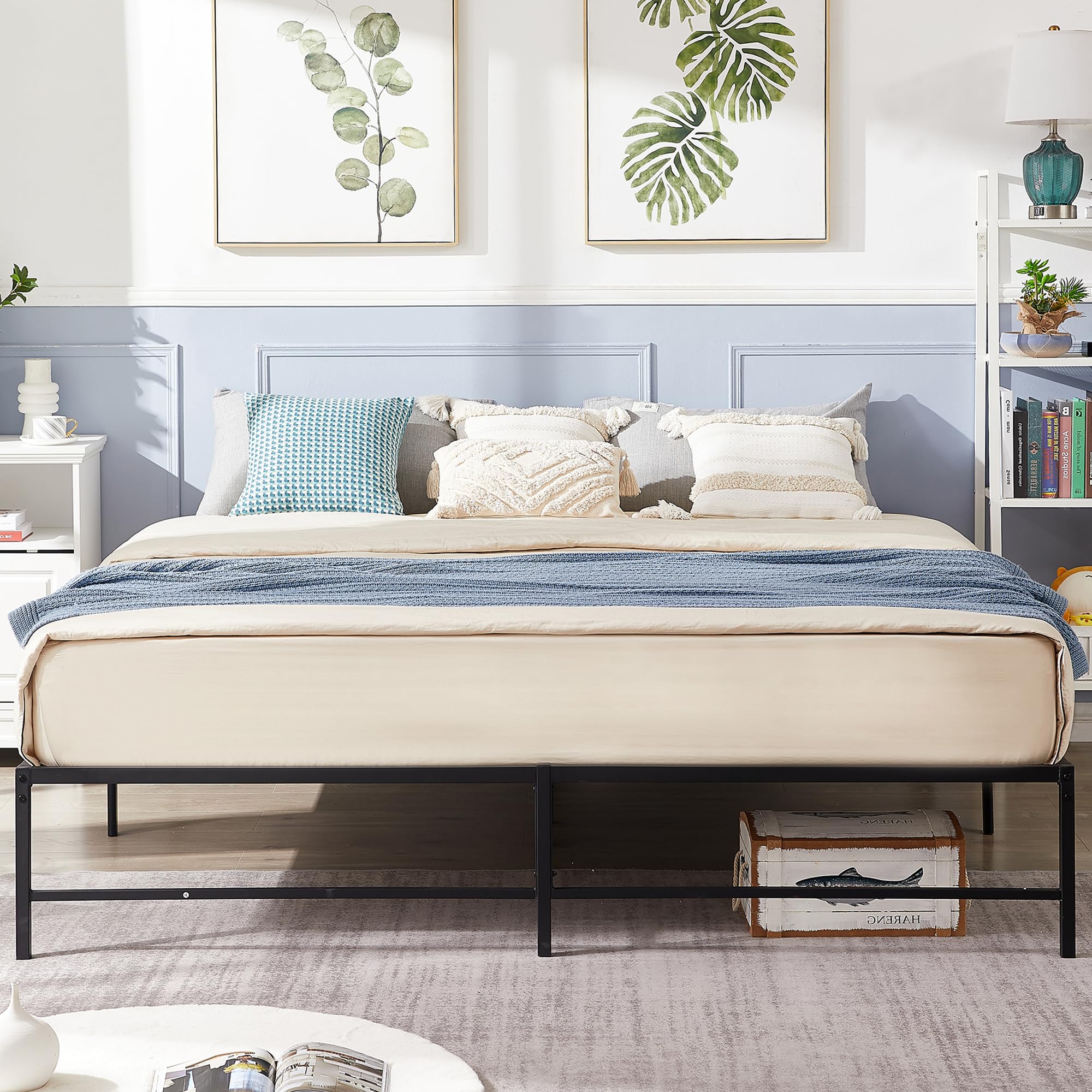 VECELO 14 Metal Platform Bed Frame Mattress Foundation No Box Spring Needed King Size
