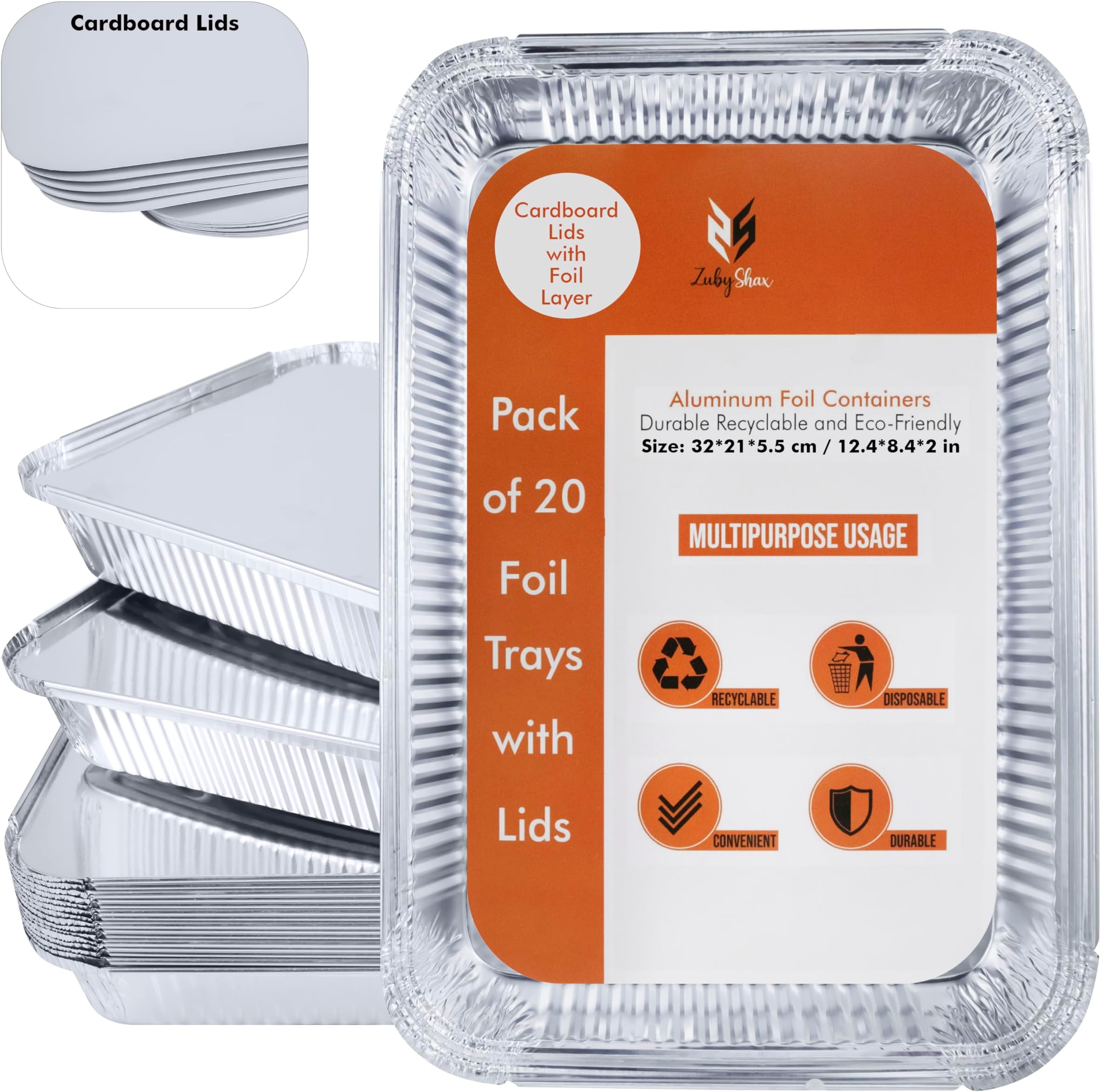 M4 MART 10 Pcs Foil Trays, Disposable Aluminum Tin Foil Trays, 31 x 21