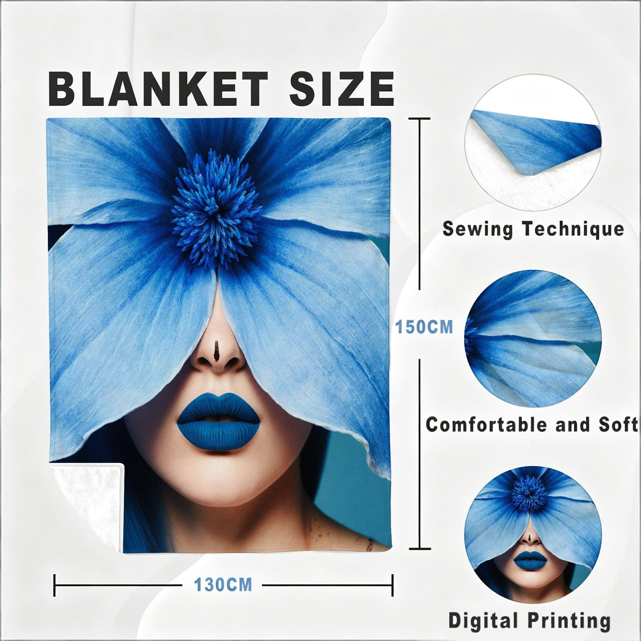 Manta Franela Sherpa 3D Mujer Azul 240x260cm para Cama 180-A277