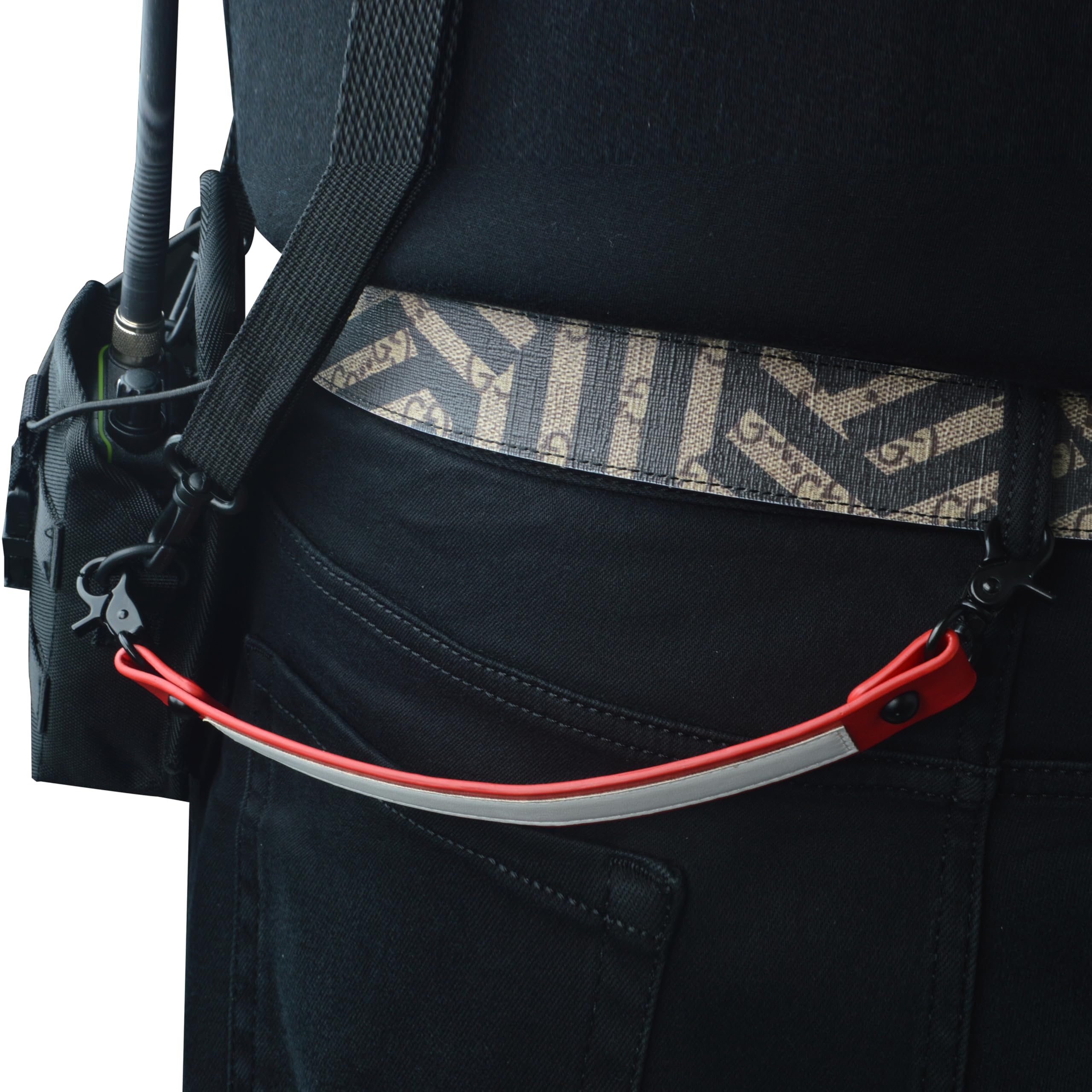 UAYESOK Cinghia in pelle anti-strade per vigile del fuoco, per radio, polizia Security Duty Radio Strap/Belt compatibile con Walkie Talkie Holster (rosso)
