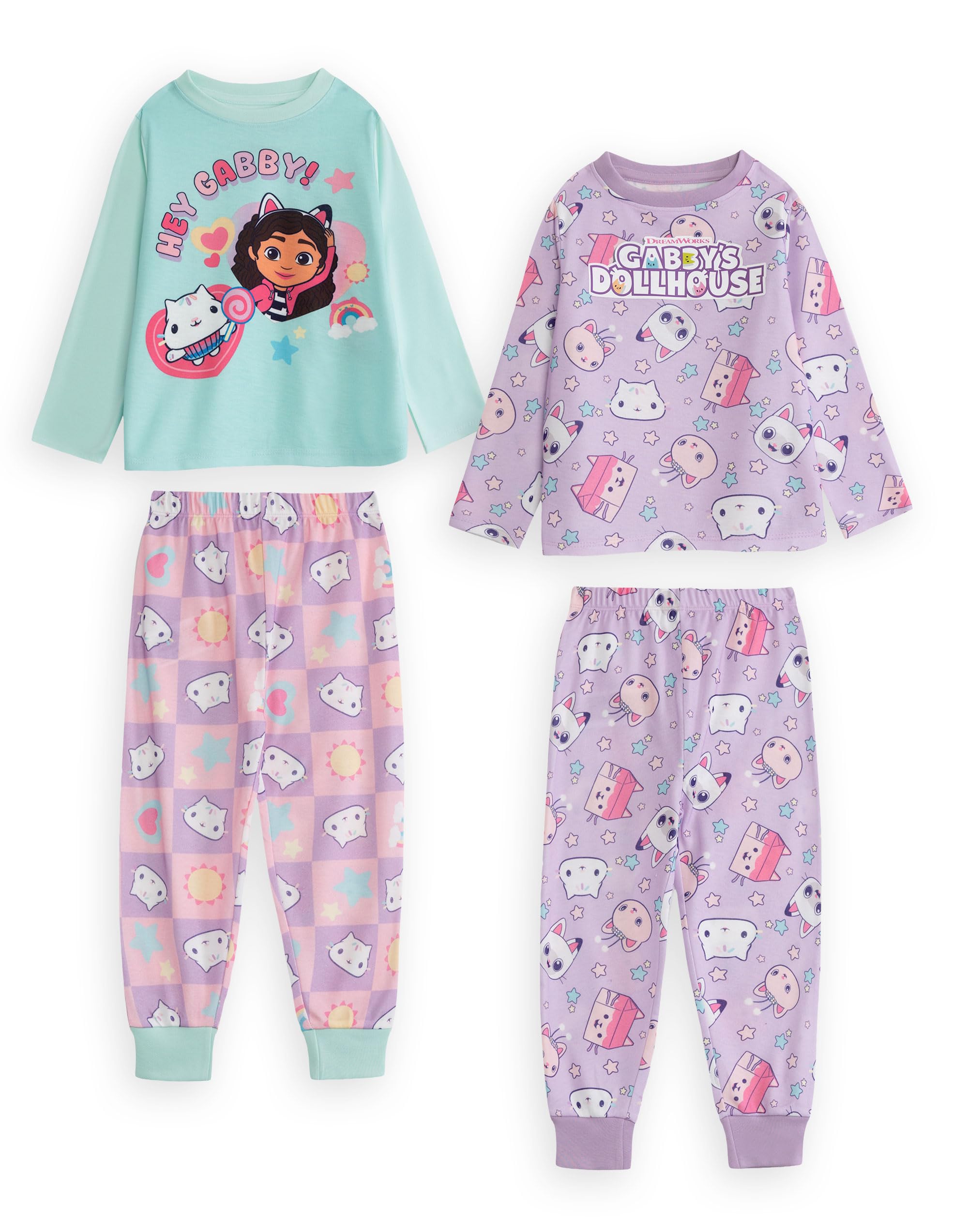 DREAMWORKS GABBY'S DOLLHOUSE Gabby's Dollhouse Gabby Girls Light Blue Long Sleeve Long Leg Pyjama Set | Gabby's Dollhouse Merch - 6-7 Years