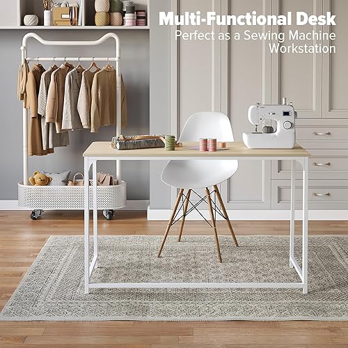 Miniatura 92 de WOHOMO Escritorio plegable de mármol sintético blanco, escritorio pequeño de 31.5 pulgadas para espacios pequeños con patas doradas, escritorio