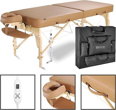 Master Massage 30 Full Size Phoenix Therma Top Portable Massage Table Package (Built in Heating Pads)- Esthetician Bed- Folding Foldable Beauty Salon Tattoo Facial Lash Bed with Heated Top, Otter