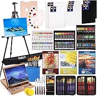 ESRICH 141PCS Deluxe Artist Painting Set: 84 Vibrant Paints (Oil, Watercolor, Acrylic), Dual Easels, Canvases & Brushes for Kids, Adults, Beginners