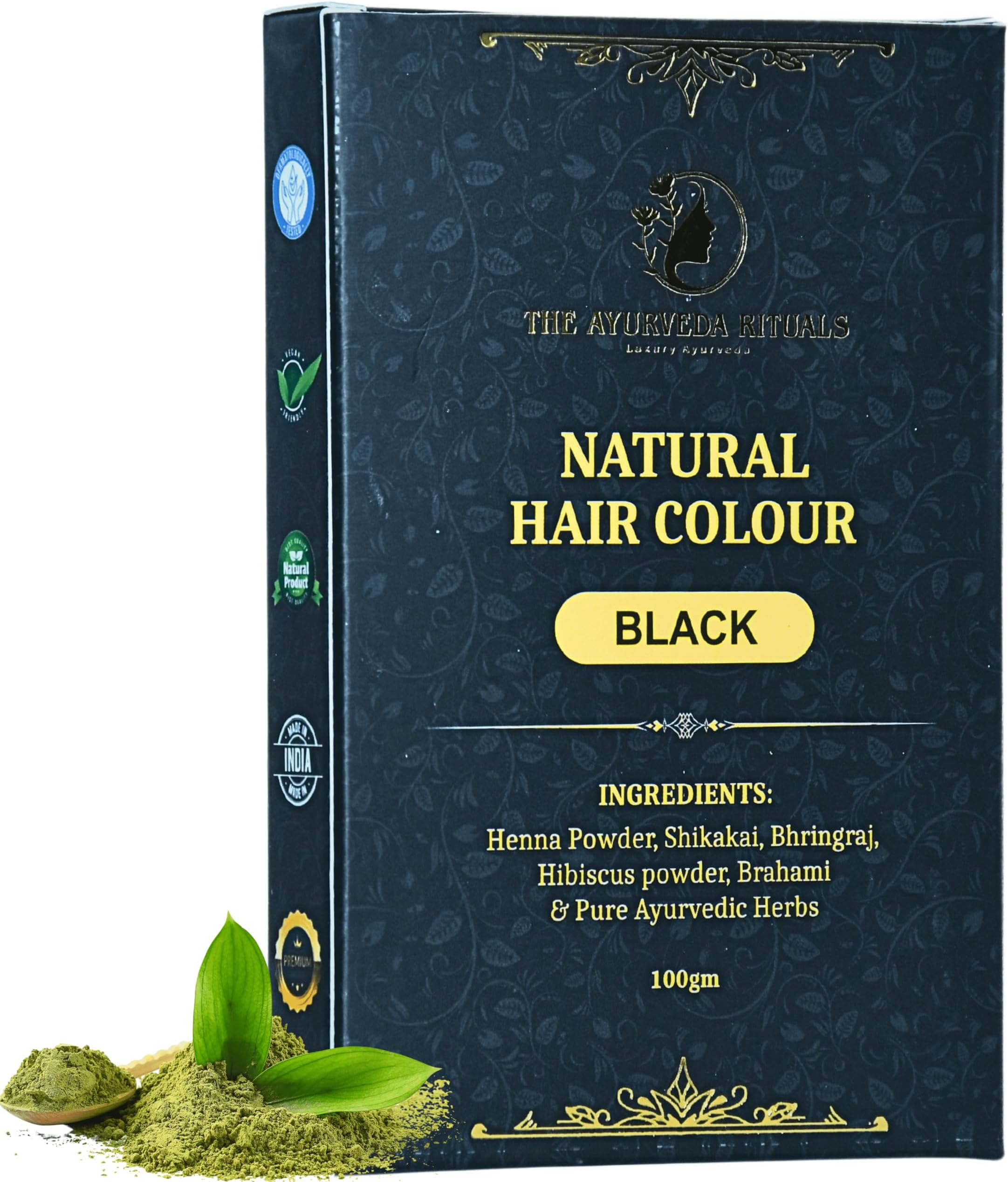 - Hair Colour Black for Women & Men | Herbal Organic Colour Powder | Ammonia & PPD Free | Henna Based Plant Color with Amla Neem Bhringraj Brahmi, Grey Coverage Hair Colour (100gm, Pack of 1)