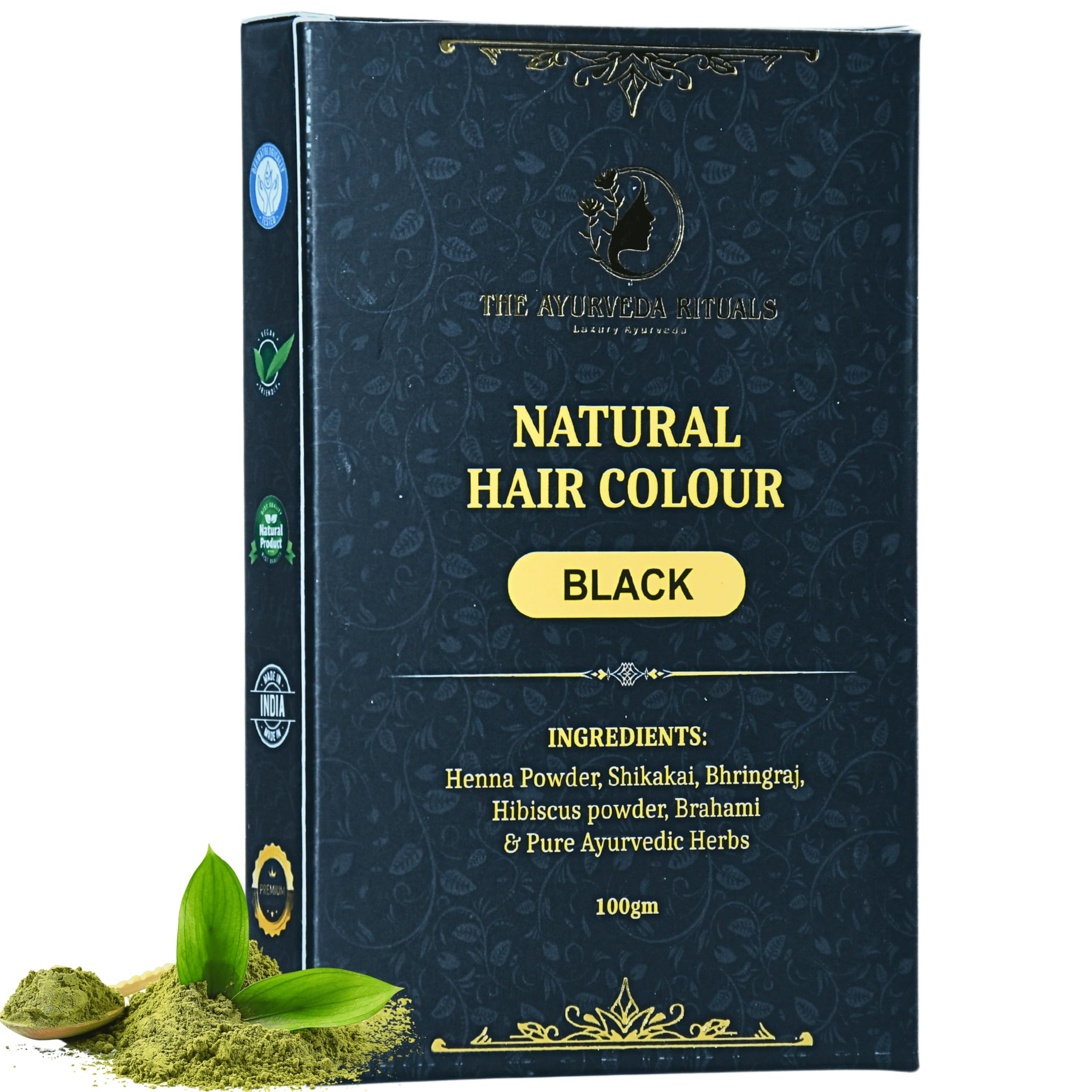 Sponsored Ad - Natural Hair Colour Black For Women & Men | 100% Natural | Ammonia & PPD Free | Herbal Organic Hair Colour | Plant Based -Nature Henna Powder | No Harmful Chemicals | 9 Organic Ayurvedic Extracts Herbs-Nature Black Pack of 1 (100gm)