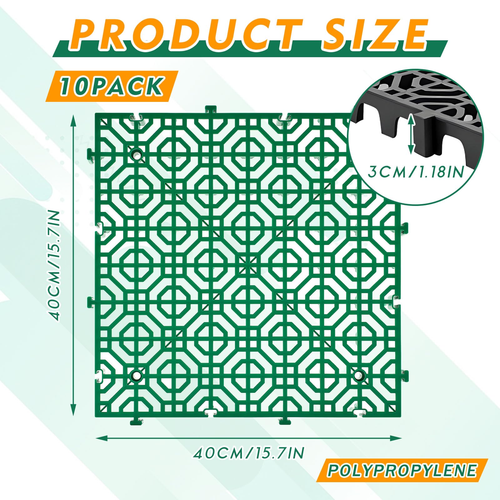 10 Pcs Ground Protection Mats, Green Interlocking 15.7 x 15.7 in — Amazon image 2