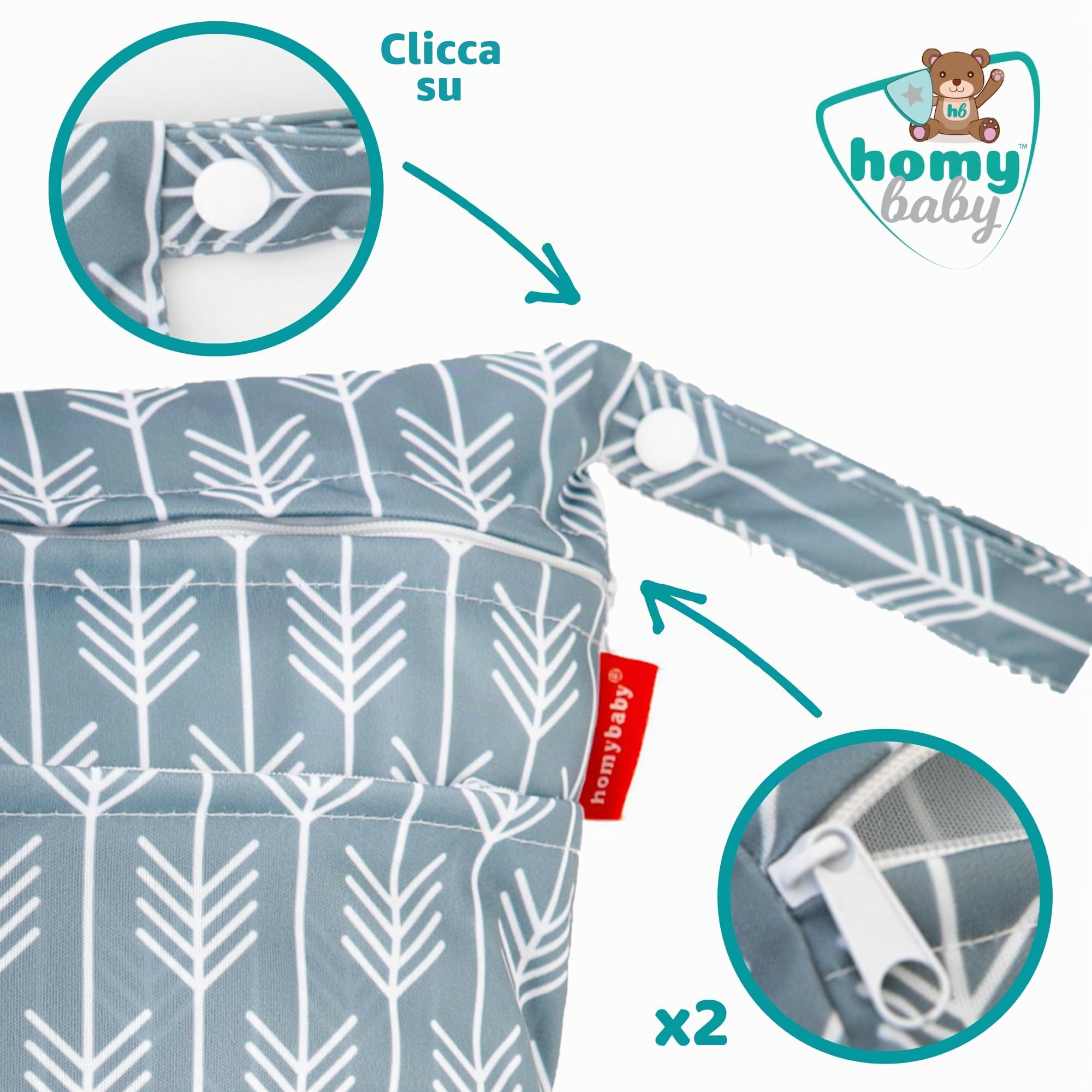 HOMYBABY Wet bag pannolini lavabili impermeabile borsetta ecologica porta costume bagnato