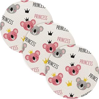 Koala Princess White Trivets for Hot Dishes Pot Holders Heat Resistant 3 Pcs Round Thread Weave Coaster for Farmhouse Decor