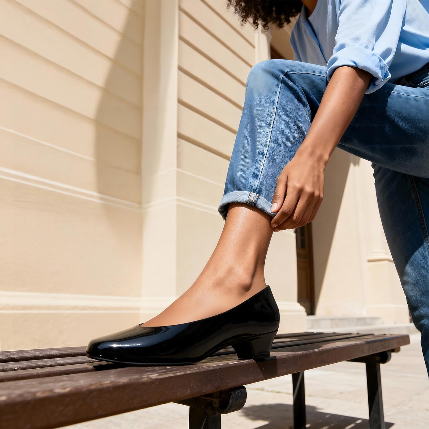 DREAM PAIRS Women's Mila Low Chunky Heel Pump Shoes - Image 2