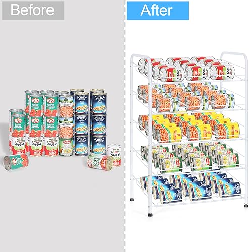 Miniatura 5 de Fogein Organizador de latas para despensa, organizador de latas de 5 niveles con capacidad para hasta 60 latas, estante dispensador de
