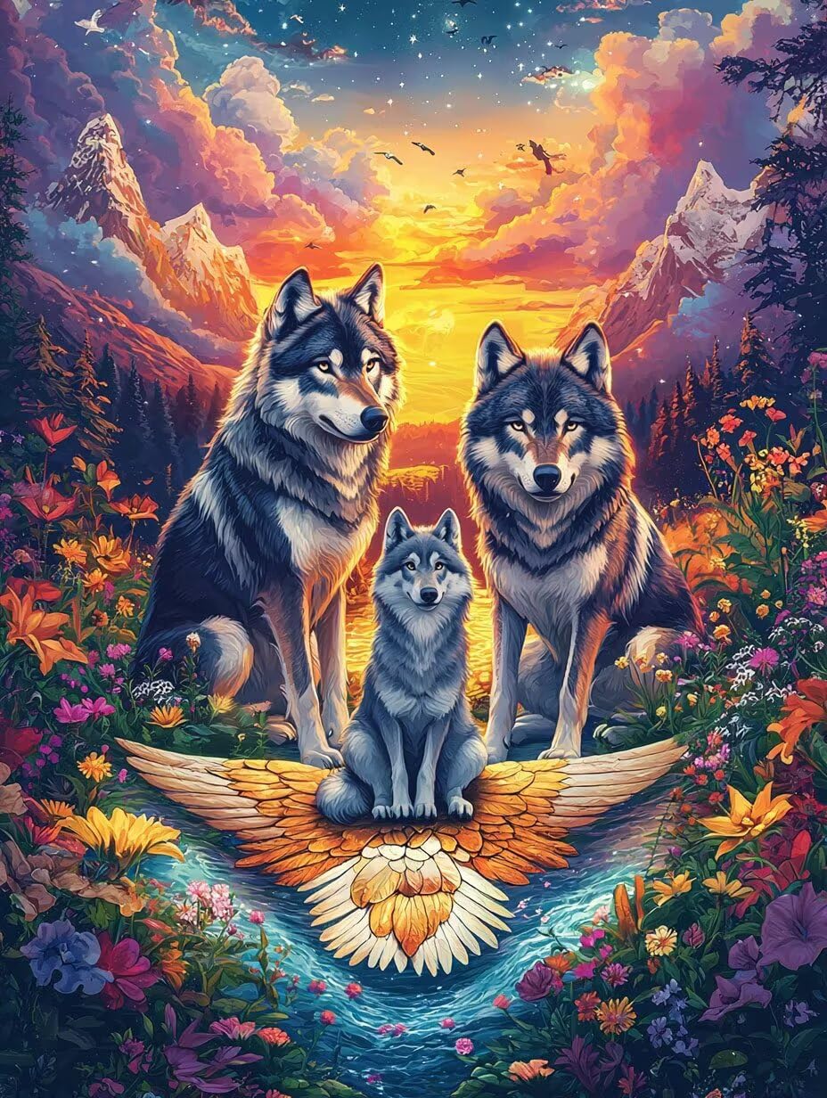 WEISHIWE Dipingere con i Numeri Adulti Paesaggio del lupo, 80x100cm s-241 | Paint by Numbers Kit con Pennelli e Acrilico Pigmento, Fai da te Olio La Pittura di Numeri Kit, Decora la Casa, senza Cornice
