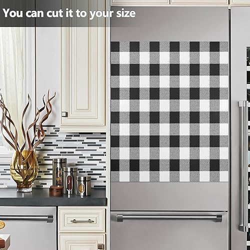Miniatura 5 de Kigai Funda magnética para lavavajillas con diseño de búfalo blanco y negro, para puerta delantera, refrigerador, gabinete, cocina,