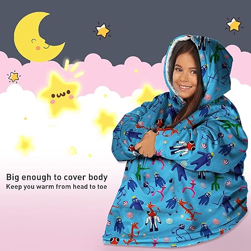 Miniatura 5 de BEAUTY CUTJE Manta de sherpa para niños y adultos manta con capucha con mangas y bolsillo gigante cálida talla única para todos