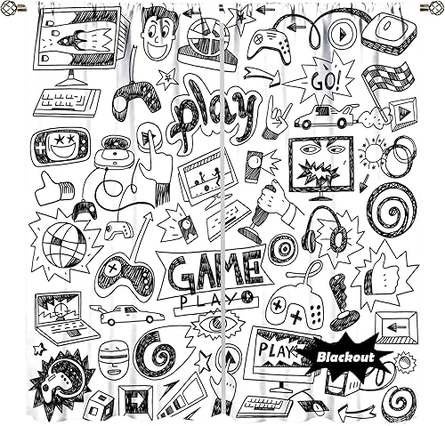 Cortinas de videojuegos para niños, controlador de videojuegos, tratamiento de ventana para adolescentes, dormitorio, sala de estar, juego de 2