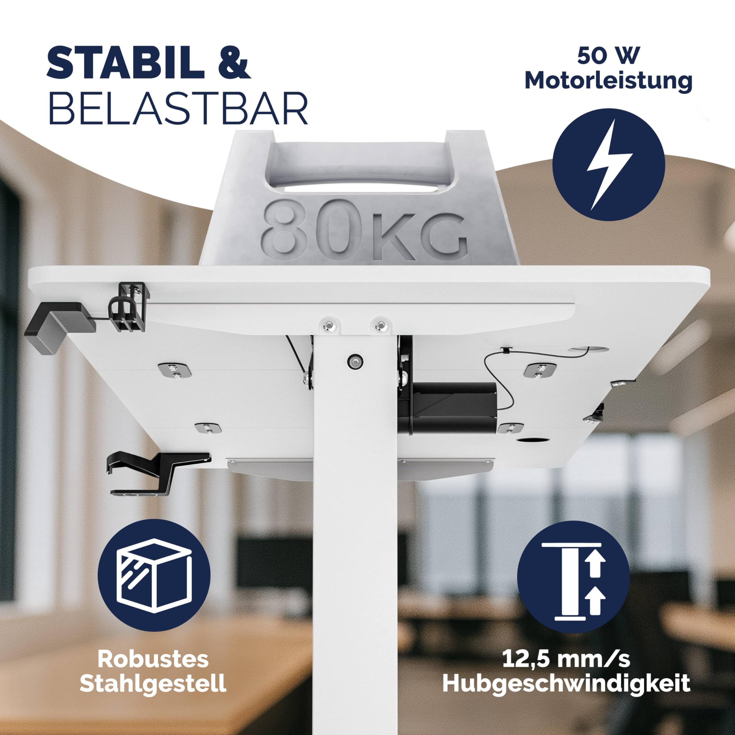 Casaria® Höhenverstellbarer Schreibtisch elektrisch 160 x 70 cm mit Wireless Charger & USB-C/A Anschluss LCD-Display Memory-Funktion 80 kg belastbar ergonomisch Weiß