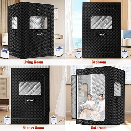 Miniatura 6 de Sauna para 2 personas, caja de sauna extragrande, tienda de campaña portátil para sauna de vapor con 2 vapores, 2 sillas plegables, 71 x 49 x 36