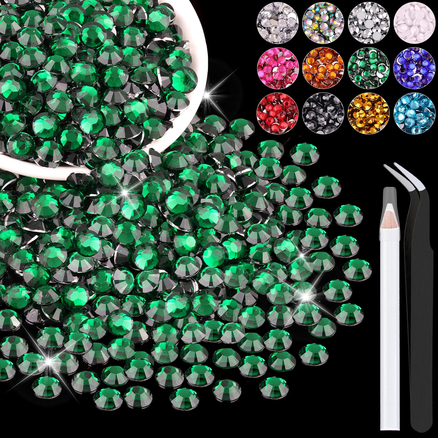 Amazon.com: 2500PCS 5mm Resin Rhinestones in Bulk (Dark Green ...