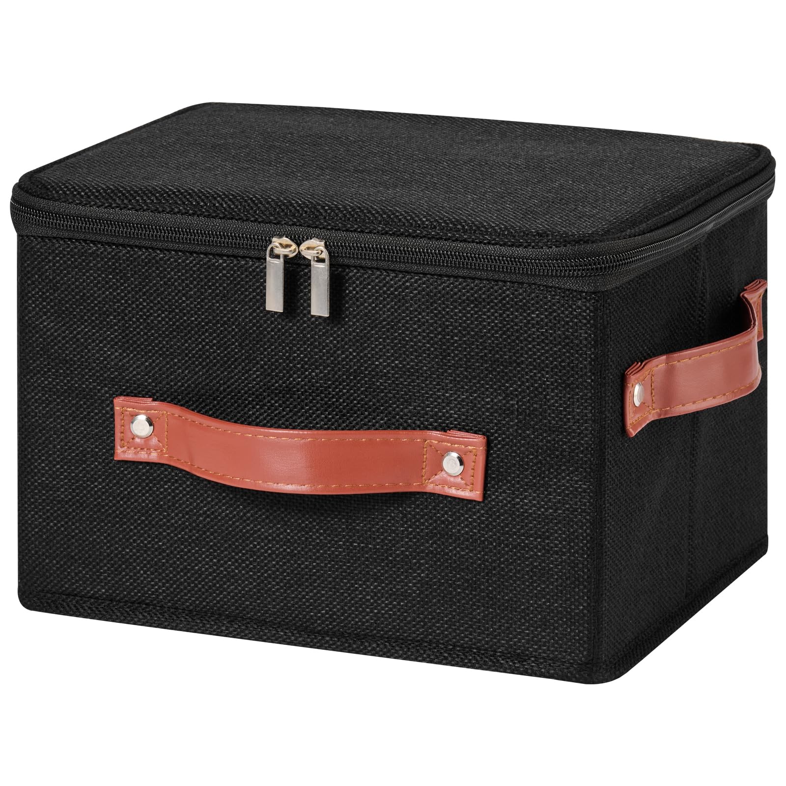 Storage Bin Box with Zippered Lid Decorative Collapsible Basket