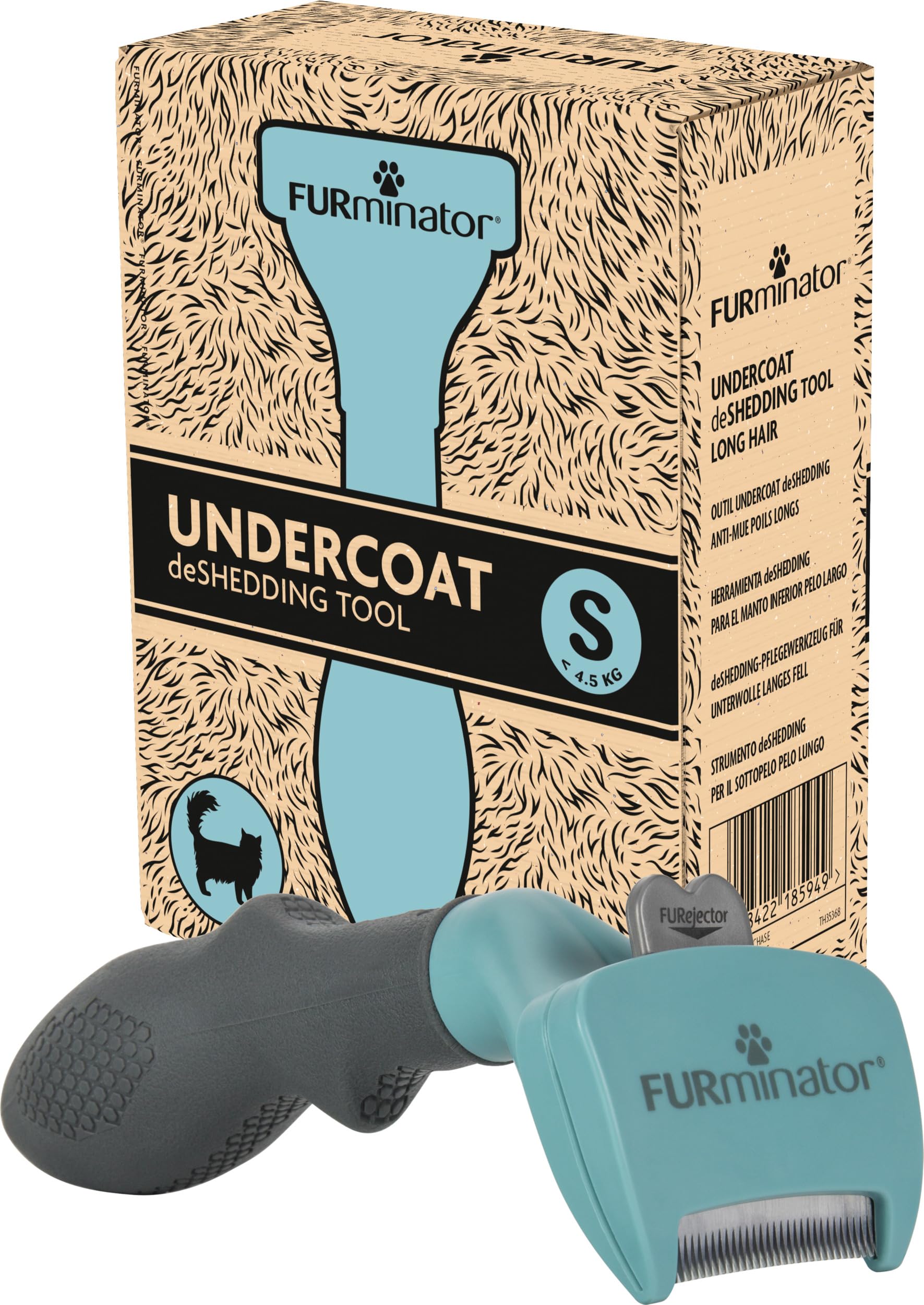 FURminator deShedding-Tool Katze Größe S Langhaar - Katzenbürste für kleine Katzen zur Entfernung der Unterwolle