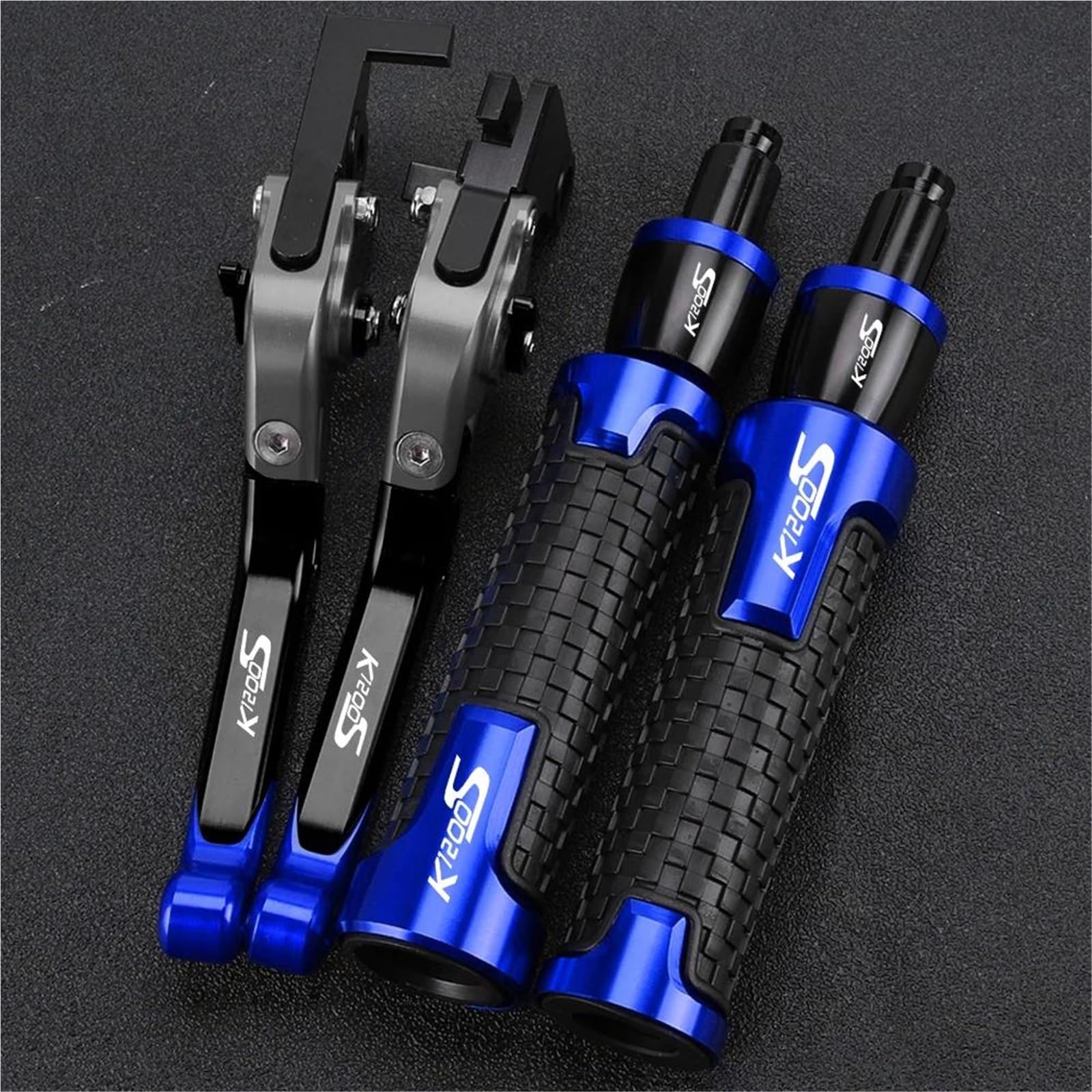 GQUIKGW Replace Motorcycle Accessories Adjustable Clutch Brake Lever Handlebar Grips Ends for BMW K1200S K 1200S K1200 S 2004-2008(Blue 1)